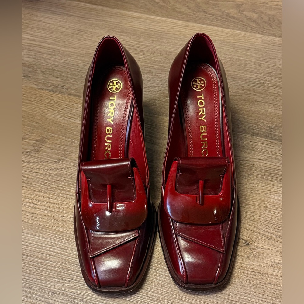 Tory Burch - Wild Berry size 6 - Buckle Loafers with Curved Block Heel